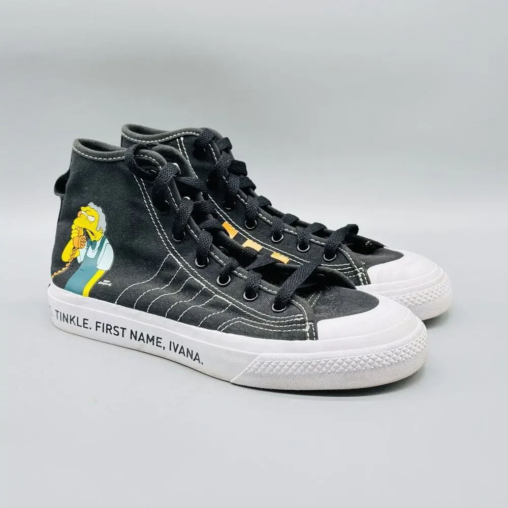 Adidas Nizza Shoes Mens 5 Simpsons Bart Moe Collection Black High Top Sneakers